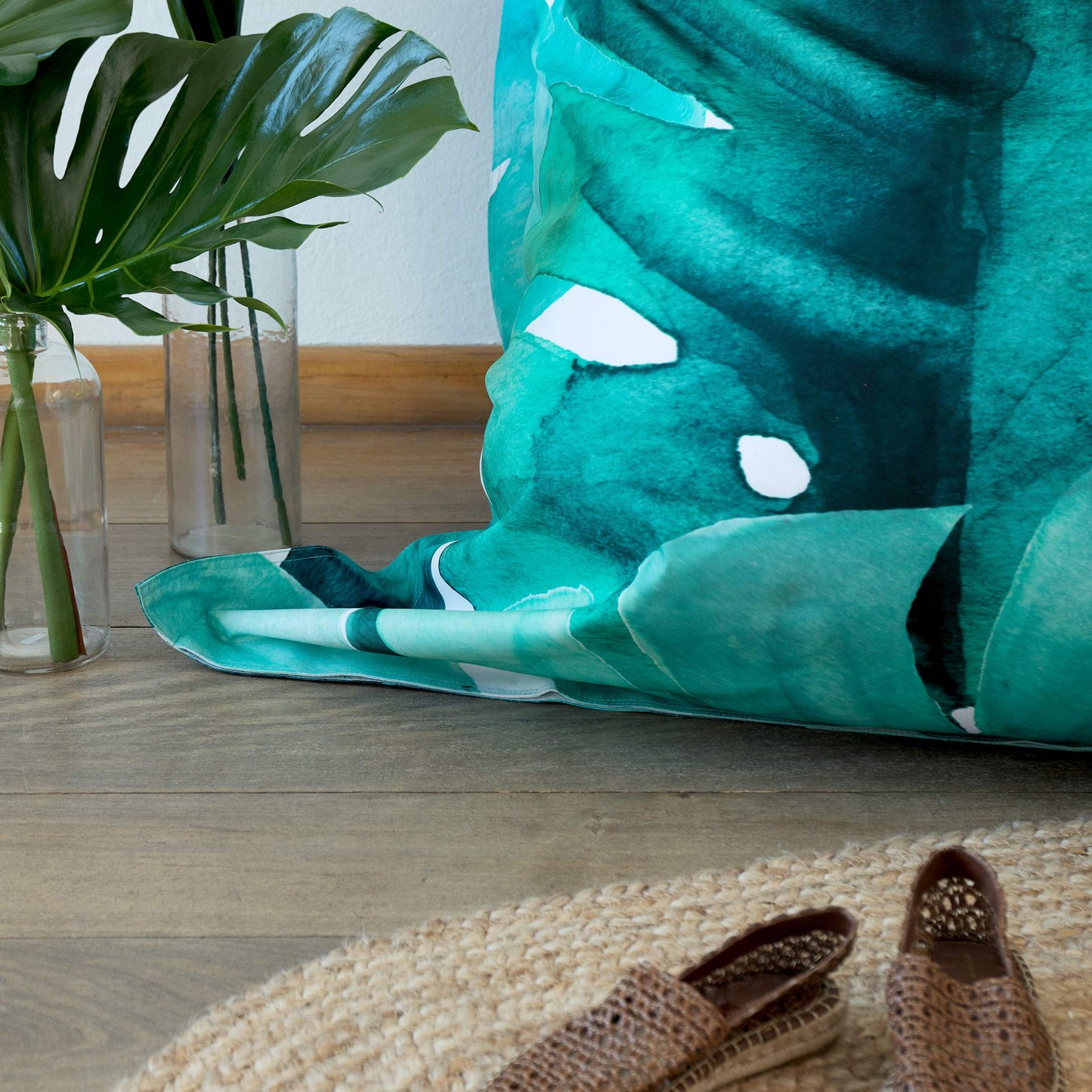 Lumaland Puff Pera Gigante | Bean Bag XXL para Interior & Exterior con Funda Lavable | 140cm x 180cm | Bolsa de Frijoles | Bolsa Interior rellenable Incl. 380 litros de Perlas de EPS [Botánico]