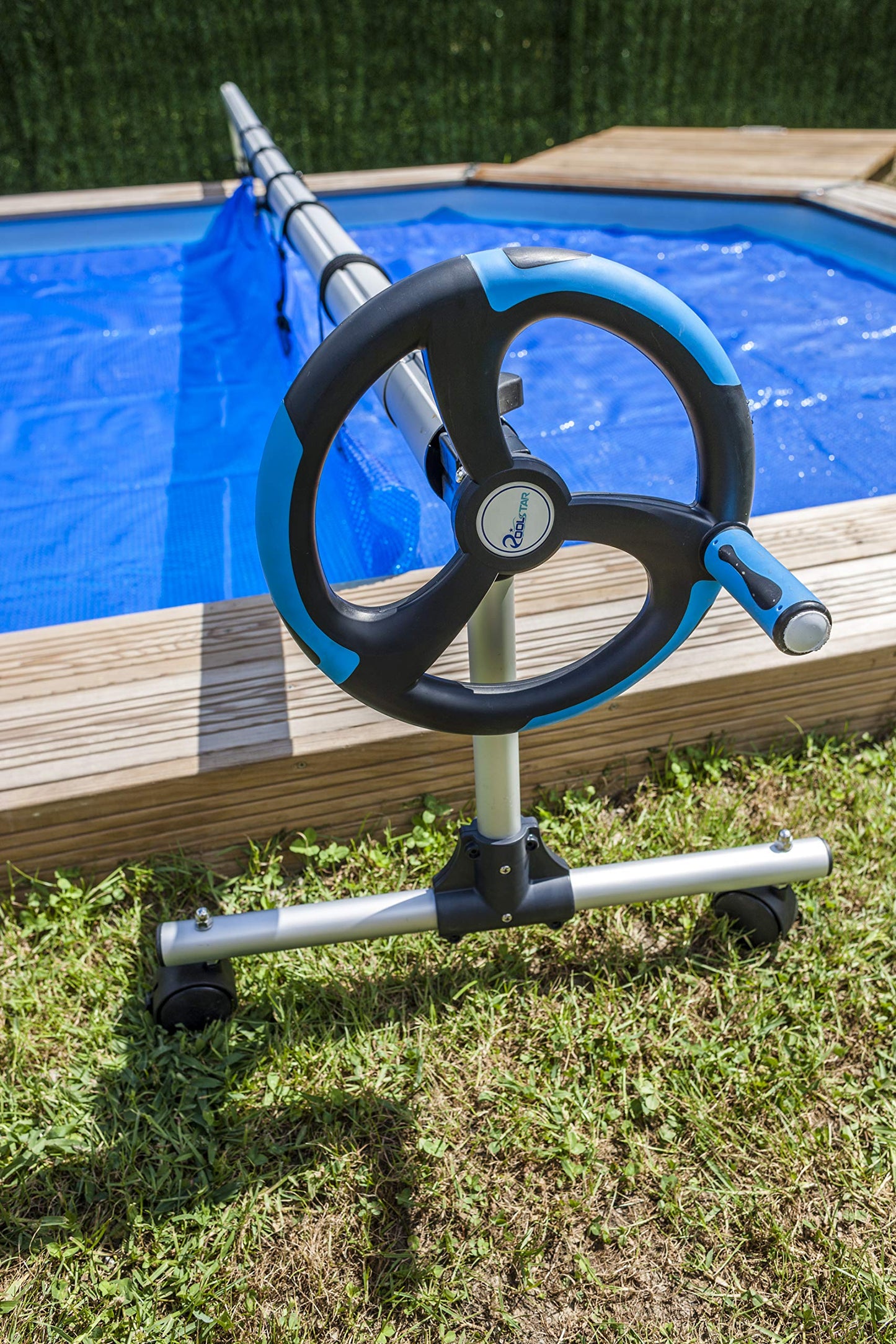 Gre 90172 - Enrollador Telescópico para Piscinas Enterradas - Ancho Máximo 5,50 m, Aluminio Anodizado y Ruedas Giratorias