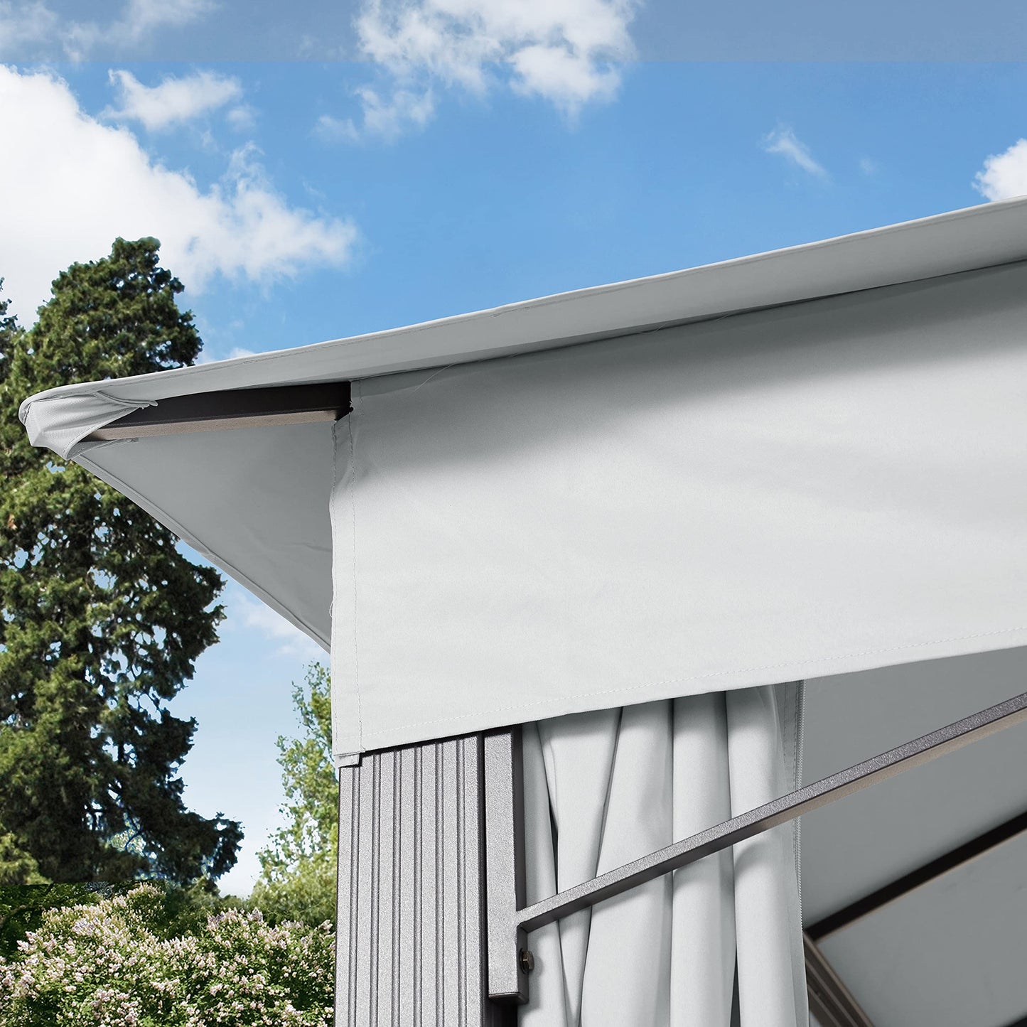 TOOLPORT Cenador de jardín 3x4 m ALU Premium Aprox. 220g/m² Lona de Techo Impermeable - 4 Partes Laterales Gris Aprox. 9x9 cm Perfil
