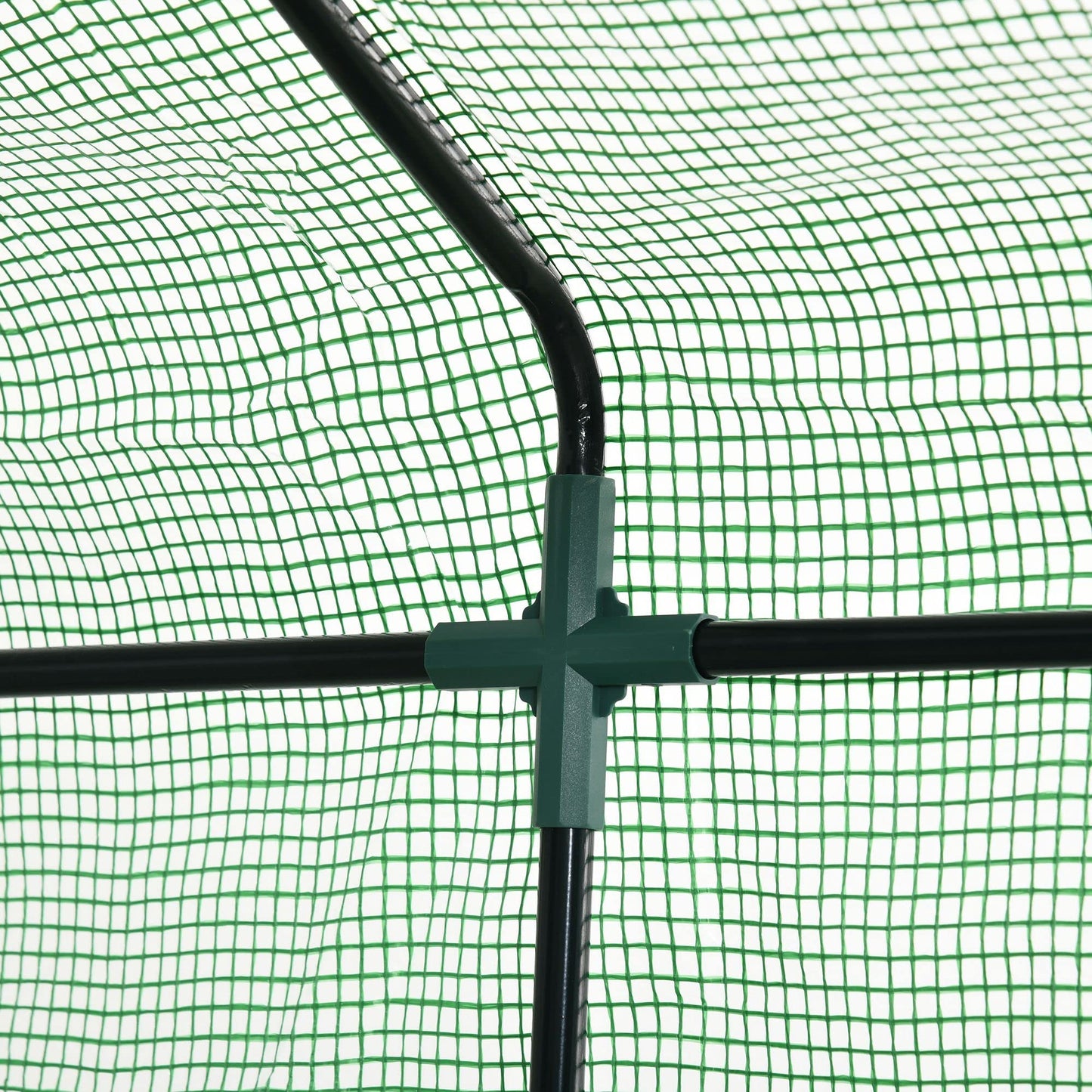 Outsunny Invernadero de Jardín Tipo Caseta Vivero Casero de Acero con 2 Niveles 4 Estantes y Puerta Enrollable para Cultivos Plantas Macetas Flores 143x138x190 cm Verde