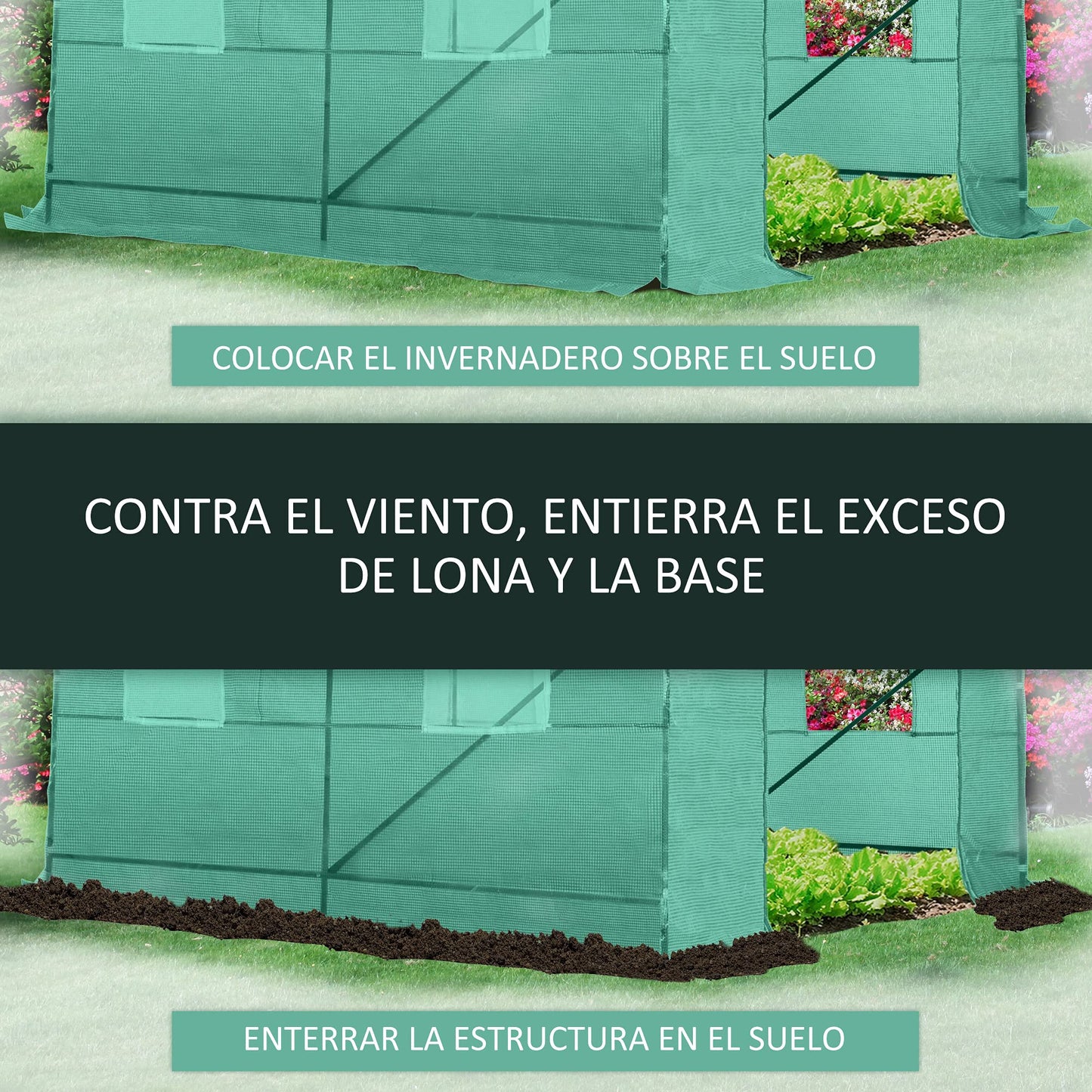 Outsunny Invernadero de Exterior 2,5x2x2 m Invernadero de Túnel con Cubierta de PE 140 g/m² para Cultivo Plantas Verduras Frutas en Jardín Terraza Verde