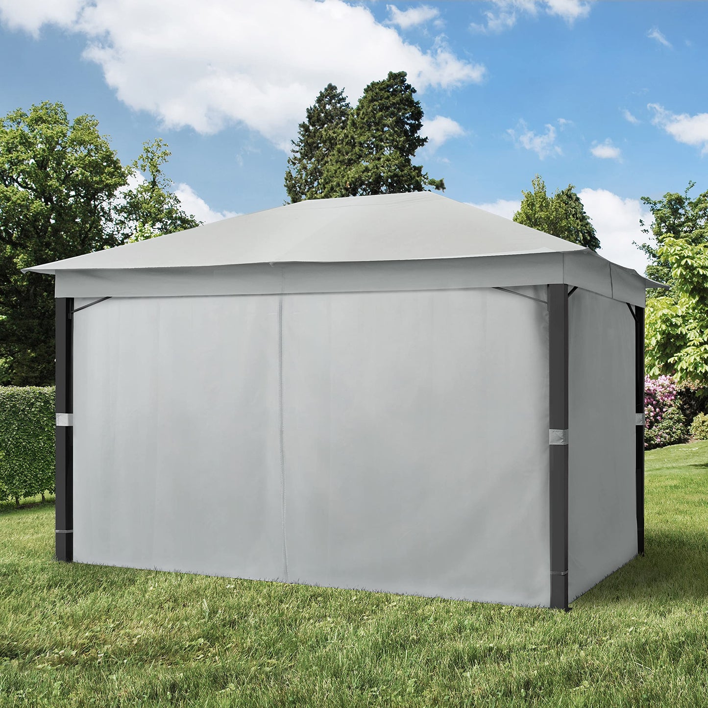 TOOLPORT Cenador de jardín 3x4 m ALU Premium Aprox. 220g/m² Lona de Techo Impermeable - 4 Partes Laterales Gris Aprox. 9x9 cm Perfil