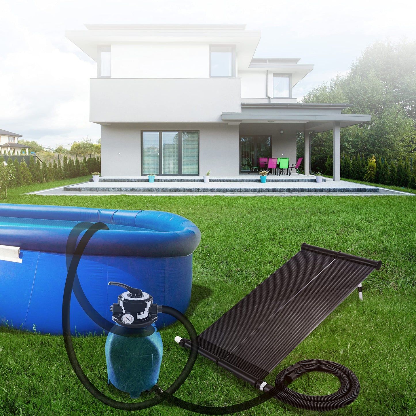 KESSER® Calentador Solar para Piscinas, Calentador de Agua, Calentador Solar para Piscinas l Se Puede Ampliar según Las Necesidades l Plástico Resistente a los Rayos UV, 108 x 73cm
