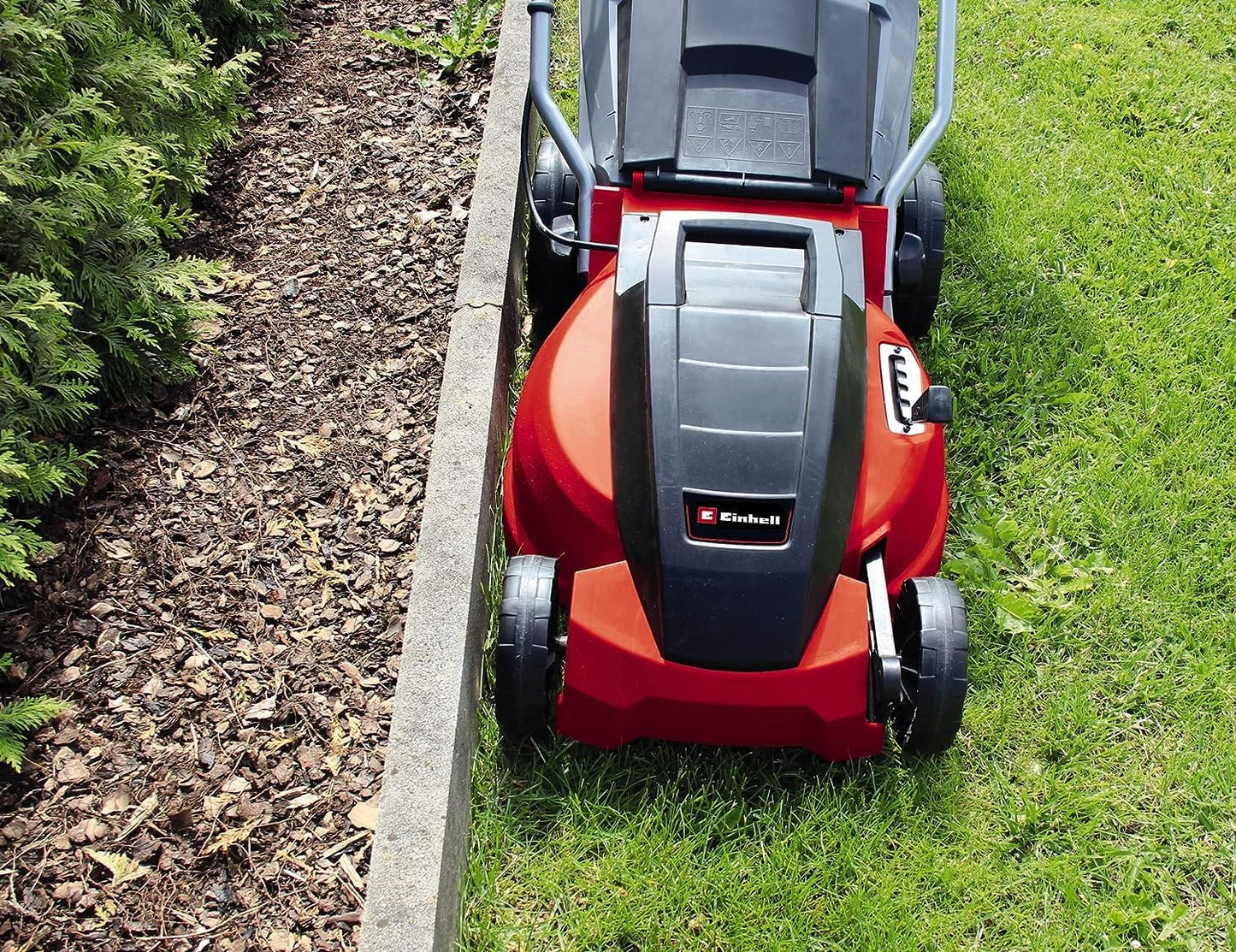Einhell GC-EM 1536 - Cortacésped eléctrico (1500 W, altura de corte 5 niveles | 25-65 mm , ancho de corte 36 cm, hasta 600m² de jardín, 38L de capacidad de bolsa) (ref.3400150)